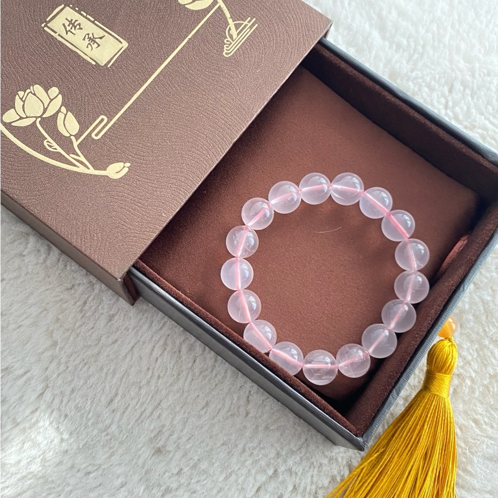 Natural Rose Quartz Pink Crystal Bracelet 11mm NIB
